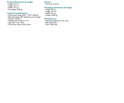 Купить Детская настольная лампа Philips 44503/35/16